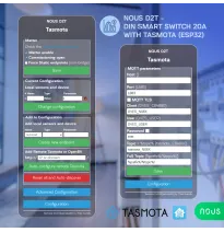 Siguranta inteligenta Nous D2T, 20A, Tasmota,  1 canal, Monitorizare energie, montare pe sina DIN, ESP32