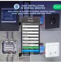 Releu wireless Nous B3T PM, 16A, Tasmota, Matter, Monitorizare energie,Modul Cortina - 2 canale, ESP32