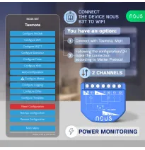Releu wireless Nous B3T PM, 16A, Tasmota, Matter, Monitorizare energie,Modul Cortina - 2 canale, ESP32