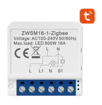 Releu smart ZigBee Avatto ZWSM16-W1, 1 canal, 16A, Tuya